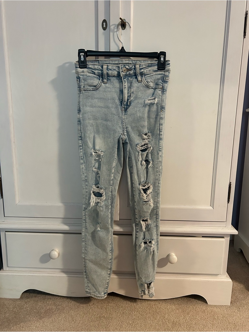 American Eagle Outfitters Light Blue Ripped Skinny Jeans